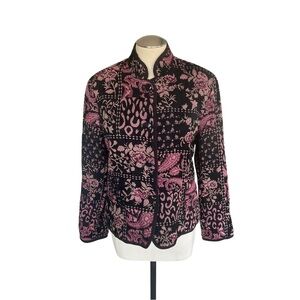 First Option Petite Tapestry Jacket Floral Paisley Mandarin Collar